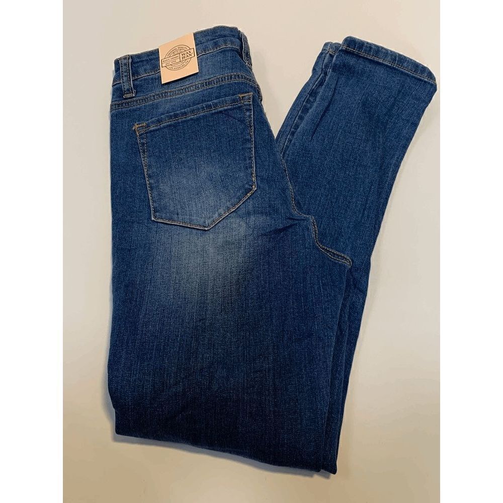 Wax Jeans Women's High Waist Distress Slim Straight Stretch Denim Jeans Waist Si